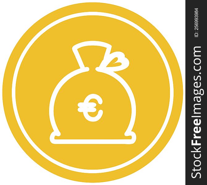 money sack circular icon symbol