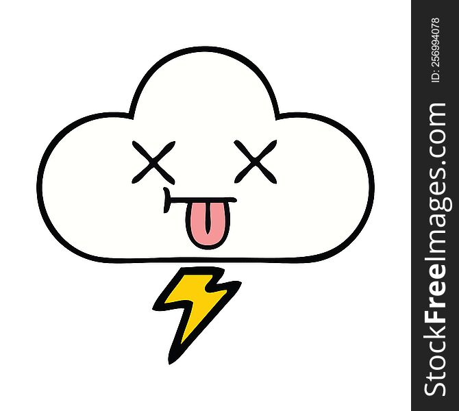 cute cartoon of a thunder cloud. cute cartoon of a thunder cloud
