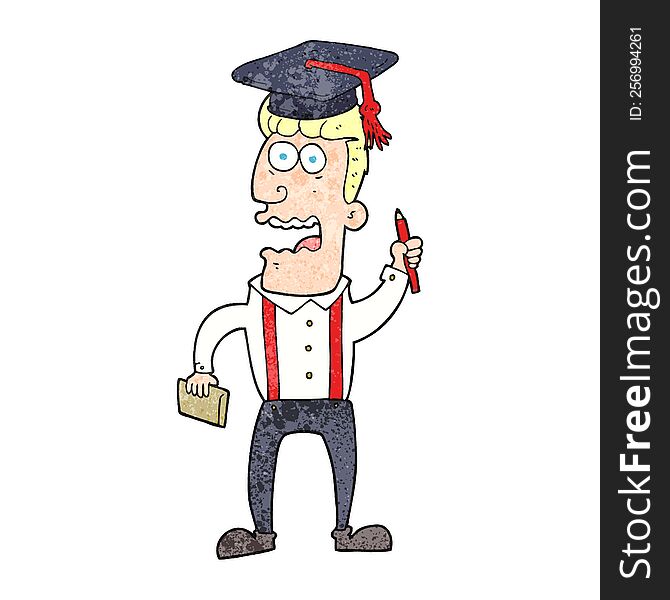 freehand textured cartoon stressed student