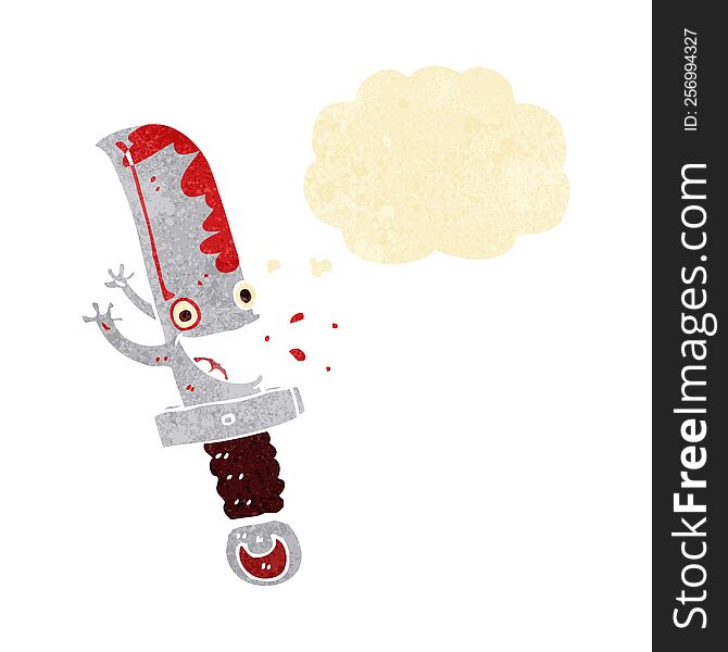 Crazy Knife Cartoon Character With Thought Bubble