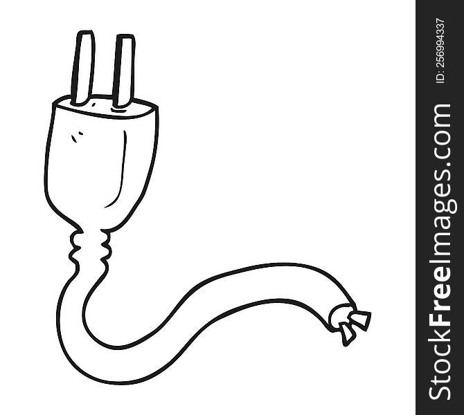 black and white cartoon electrical plug