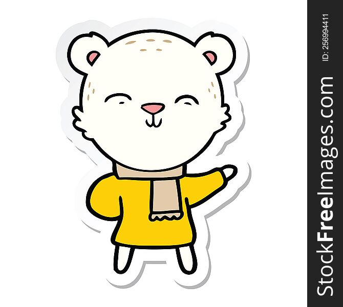 sticker of a happy cartoon polar bear