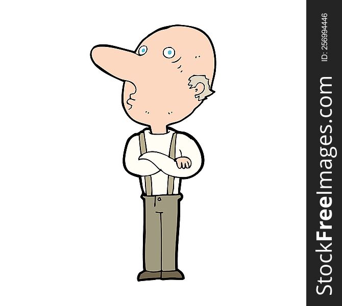 Cartoon Old Man With Folded Arms