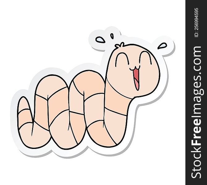 sticker of a cartoon nervous worm