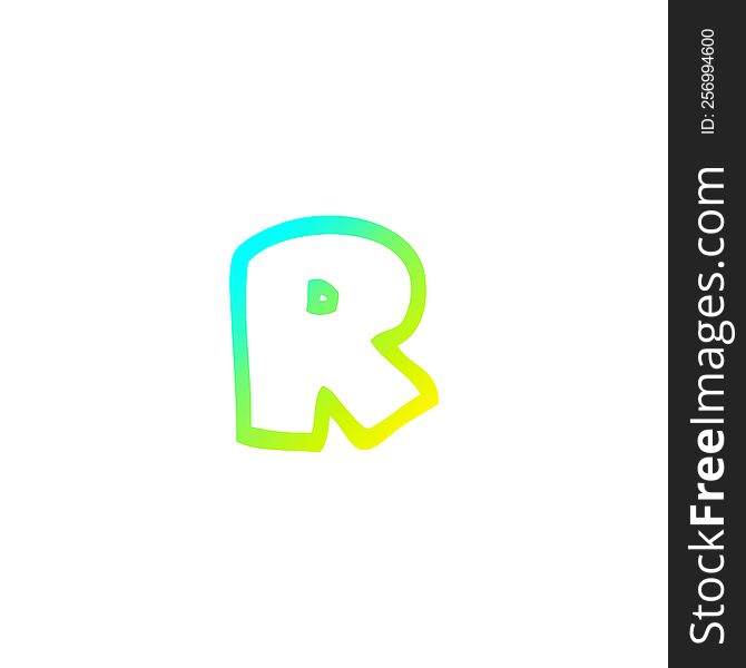 Cold Gradient Line Drawing Cartoon Letter R