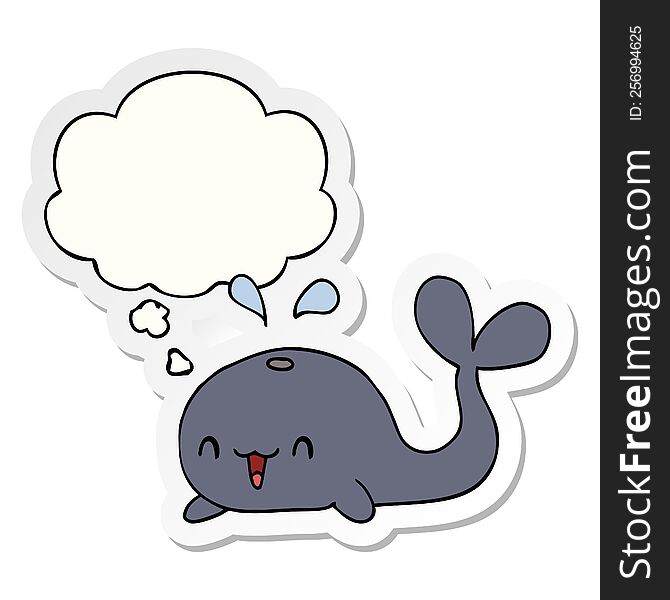 Cartoon Happy Whale And Thought Bubble As A Printed Sticker