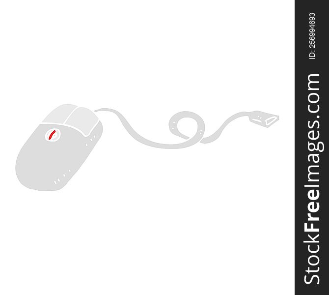 Flat Color Illustration Of A Cartoon Computer Mouse