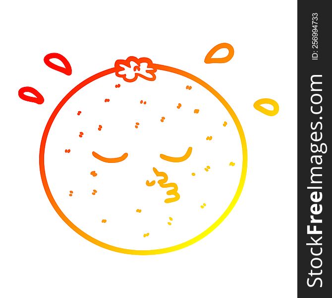 warm gradient line drawing of a cartoon orange with face