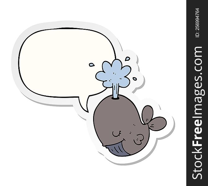 cartoon spouting whale and speech bubble sticker