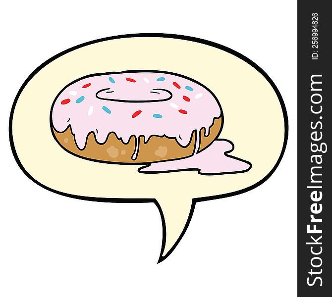 cartoon donut with speech bubble. cartoon donut with speech bubble