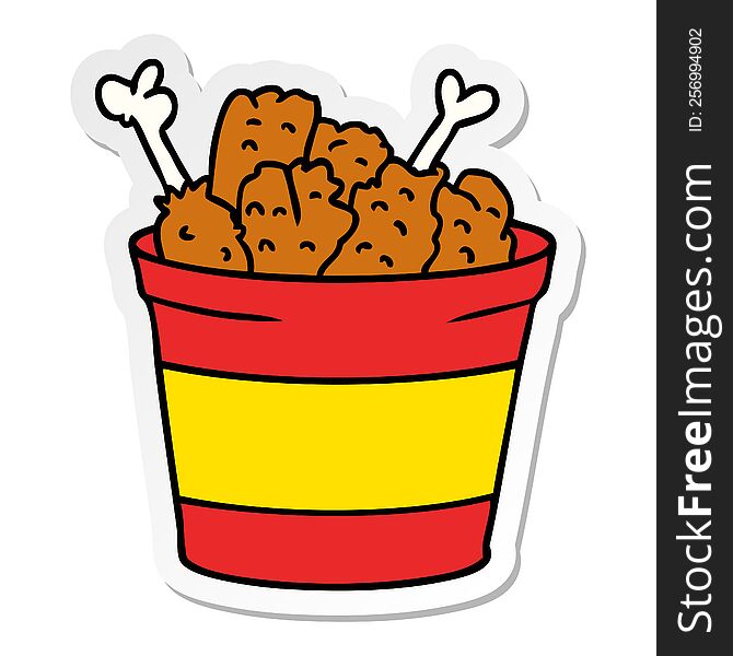 hand drawn sticker cartoon doodle bucket of fried chicken