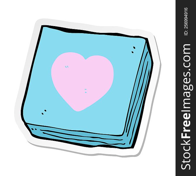 Sticker Of A Cartoon Love Heart Notes Pad