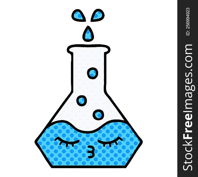 comic book style cartoon of a science beaker