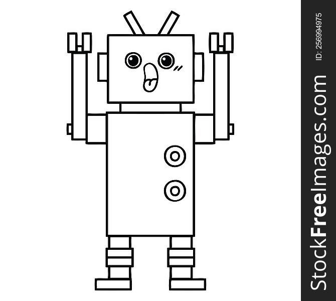 line drawing cartoon of a robot. line drawing cartoon of a robot