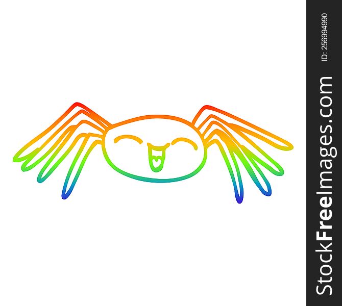 Rainbow Gradient Line Drawing Happy Cartoon Spider