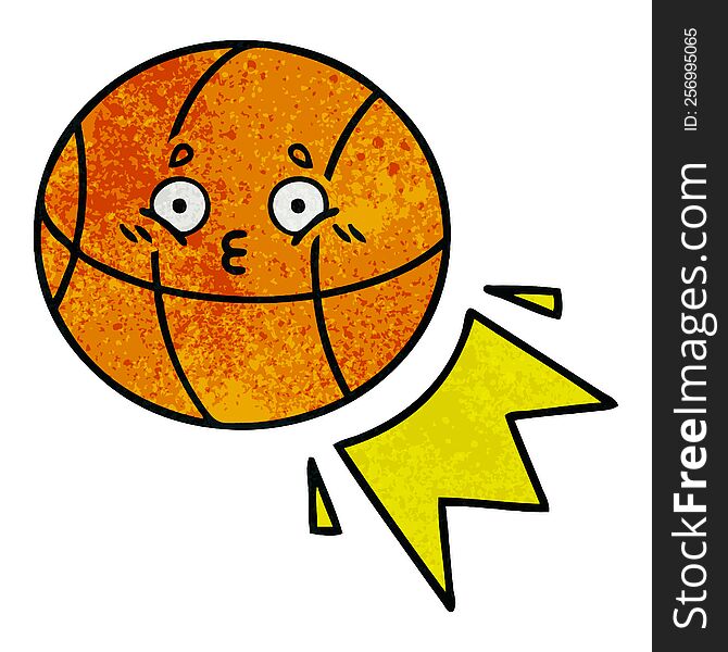 retro grunge texture cartoon of a basketball