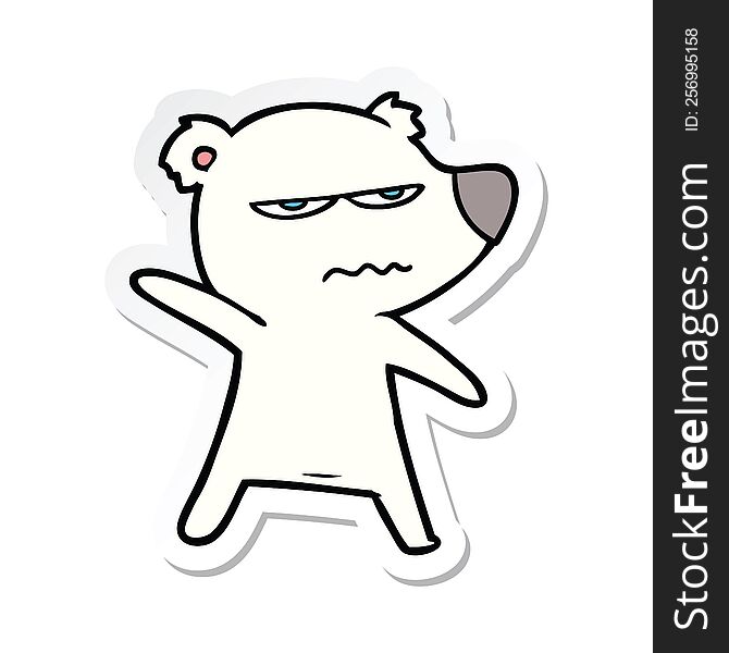 Sticker Of A Angry Bear Polar Cartoon Pointing