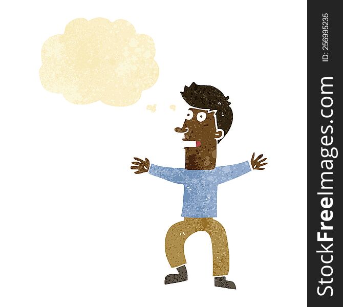 Cartoon Startled Man With Thought Bubble