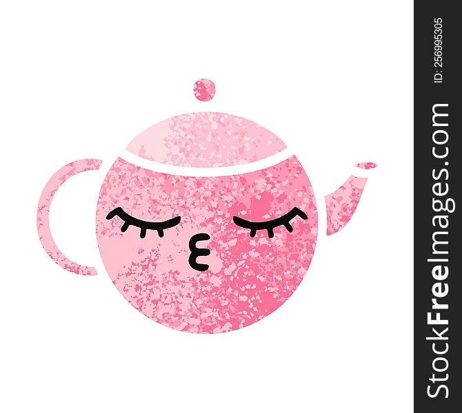 retro illustration style cartoon of a teapot