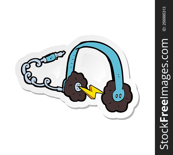 sticker of a cartoon headphones