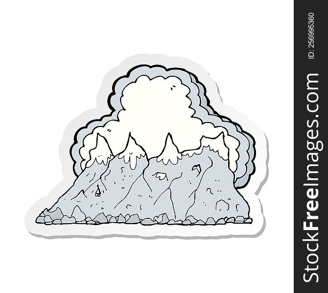 sticker of a cartoon mountain range