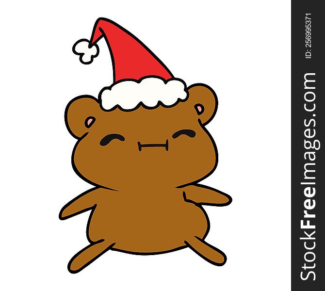 hand drawn christmas cartoon of kawaii bear