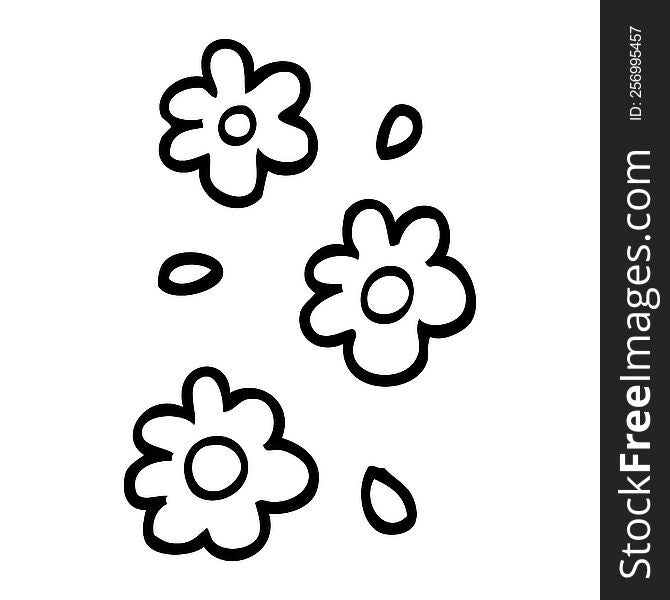 black and white cartoon flower heads