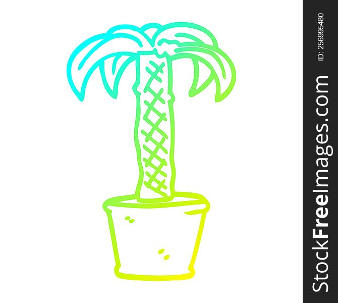 cold gradient line drawing cartoon potted plant