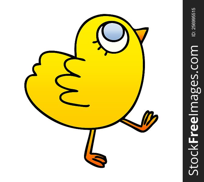 Quirky Gradient Shaded Cartoon Yellow Bird