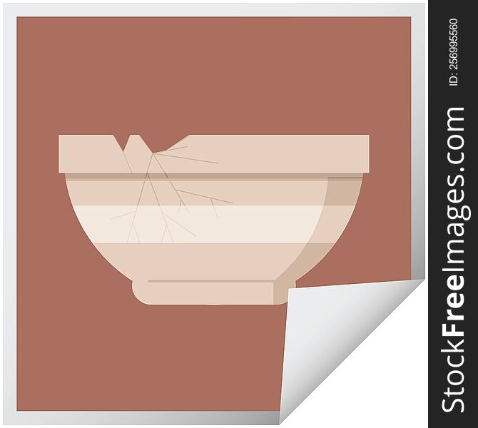 cracked bowl graphic vector illustration square sticker. cracked bowl graphic vector illustration square sticker