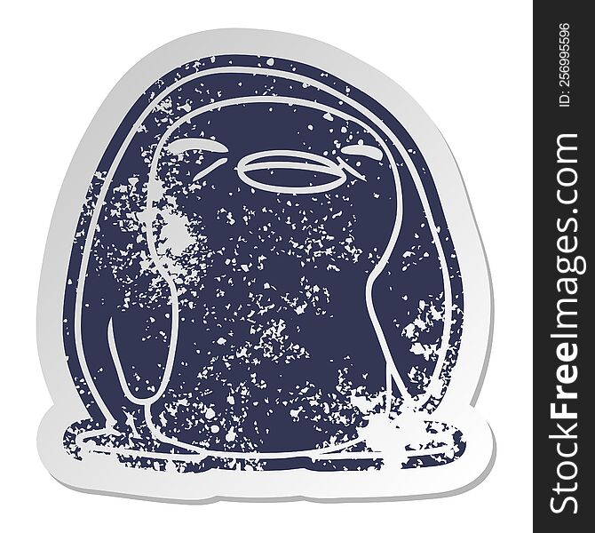 Distressed Old Sticker Kawaii Of A Cute Penguin