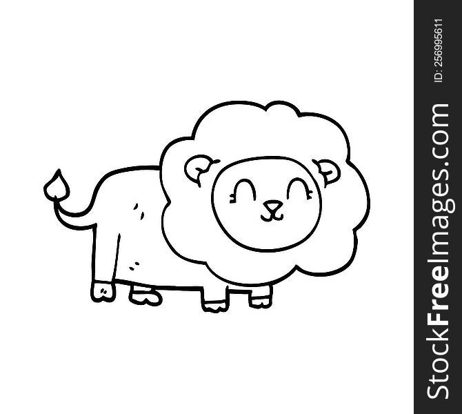 Line Drawing Cartoon Happy Lion