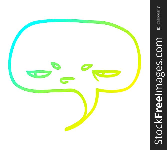 Cold Gradient Line Drawing Cartoon Speech Bubble With Face