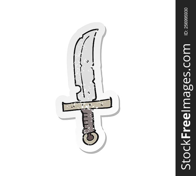 Retro Distressed Sticker Of A Cartoon Knife