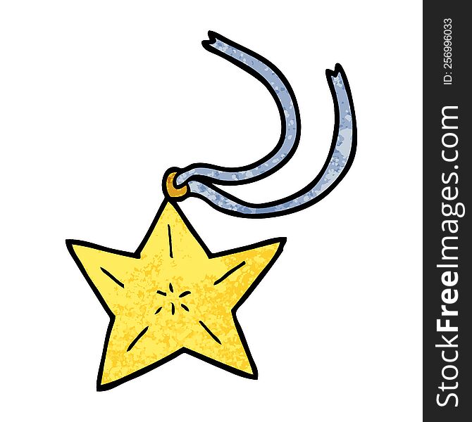 Grunge Textured Illustration Cartoon Star Necklace