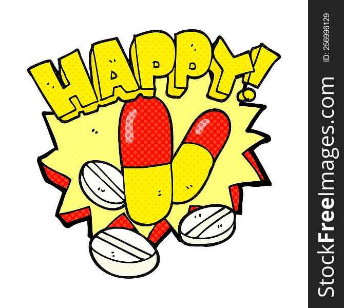 cartoon happy pills