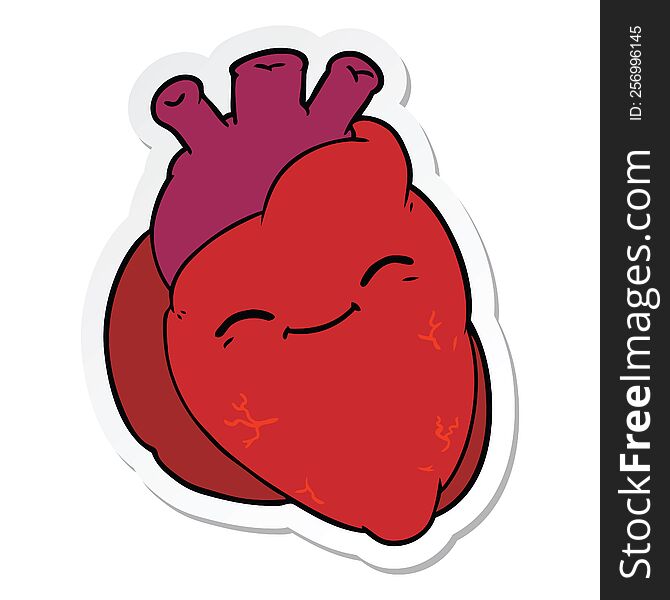 sticker of a cartoon happy heart