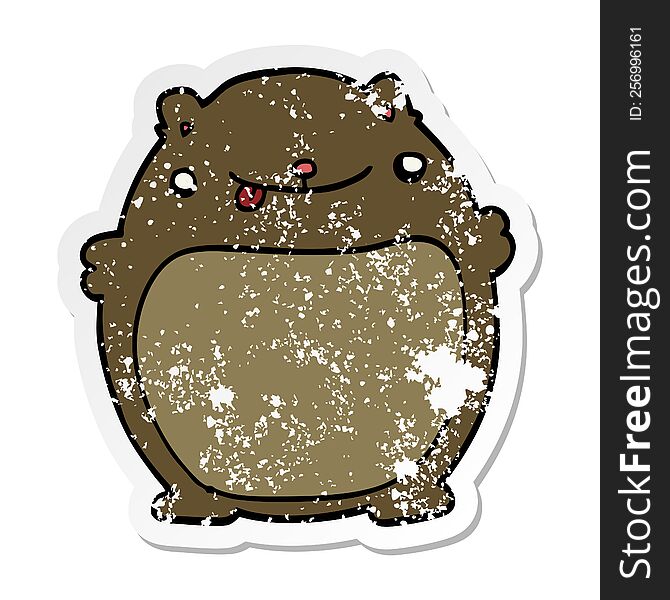 distressed sticker of a cartoon fat bear