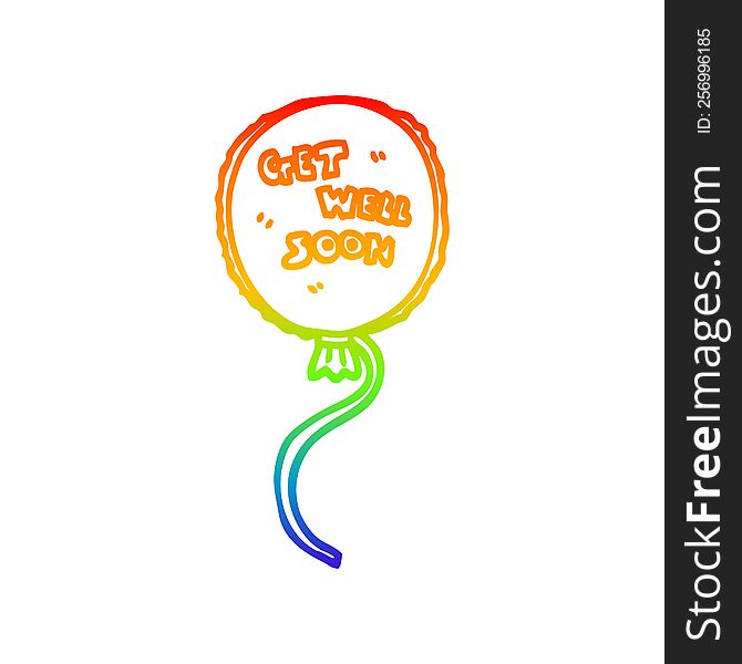 Rainbow Gradient Line Drawing Cartoon Get Well Soon Balloon