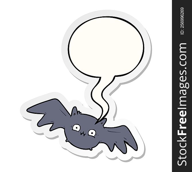 Cartoon Vampire Halloween Bat And Speech Bubble Sticker