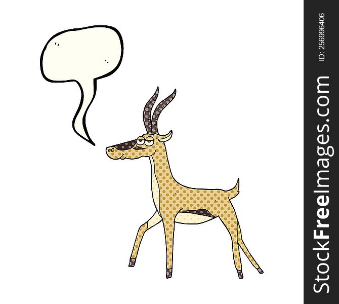 freehand drawn comic book speech bubble cartoon gazelle