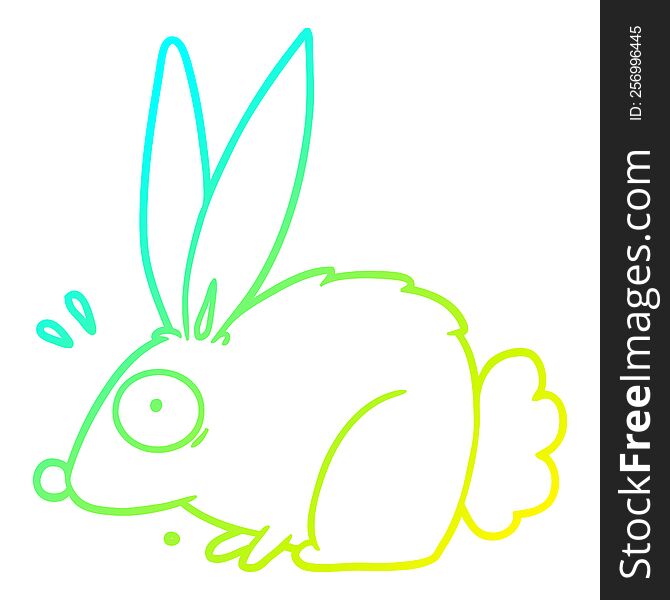 Cold Gradient Line Drawing Cartoon Frightened Rabbit