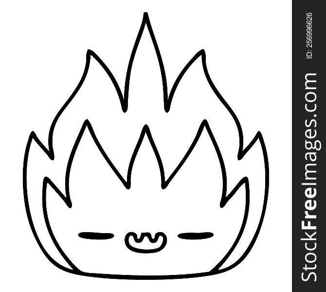 line doodle of a cute flame demon. line doodle of a cute flame demon