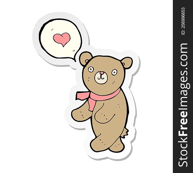 sticker of a cartoon bear in love