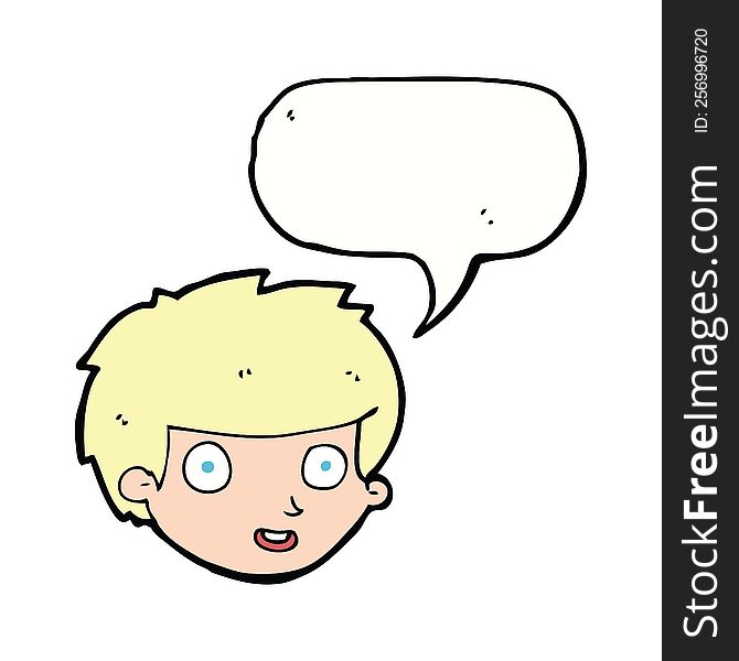 Cartoon Happy Boy S Face With Speech Bubble