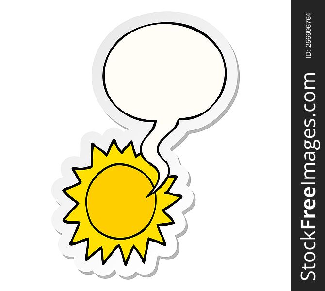 Cartoon Sun And Speech Bubble Sticker