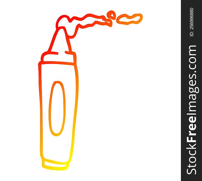 warm gradient line drawing of a cartoon coloring crayon