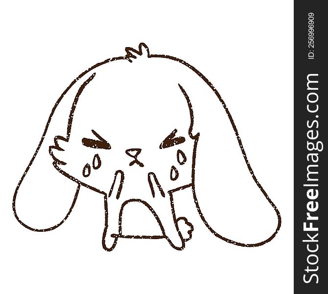 Crying Bunny Charcoal Drawing