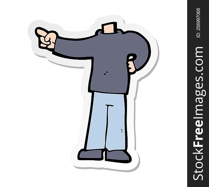 Sticker Of A Cartoon Pointing Body