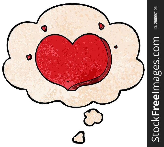Cartoon Love Heart And Thought Bubble In Grunge Texture Pattern Style